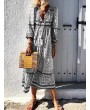 Bohemian Long Sleeve V-neck Pullover Print Long Dress