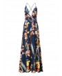 Sexy Floral Print Backless Camisole Splited Maxi Dresses