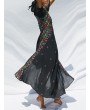 Bohemian Print Deep V Neck Maxi Dress