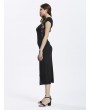 Lace Insert Spliced Side Split Sexy  Women Party Dress