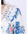 Women Boho V-neck Floral Print Hollow Lace Dress