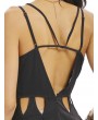 Women Sexy Backless Cross Strap V Neck Pleat Mini Dress