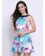 Casual Ladies Floral Print Halter Neck Dress