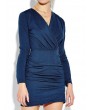 Cross Wrap Bodycon V-neck Long Sleeves Women Dress