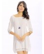 Women Casual Crochet lace Off Shoulder O-neck Half Sleeve Loose Mini Dress