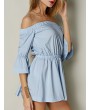 Sexy Off-shoulder Flouncing Horn Sleeve Women Mini Dress