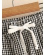 Plaid Cartoon Drawstring Casual Black&White Pants