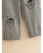 Plaid Cartoon Drawstring Casual Black&White Pants