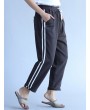 Casual Stripe Drawstring Waist Women Pants