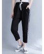 Casual Stripe Drawstring Waist Women Pants