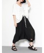 Black Loose Elastic Waist Solid Color Casual Harem Pants