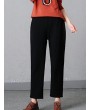 Casual Pure Color Elastic Waist Women Pants With Pockets