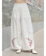 Vintage Ethnic Style Solid Color Embroidered Wide-leg Pants