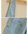 Casual Leaf Embroidered Strap Short Denim Pants