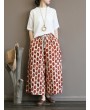 Drawstring Waist Polka Dot Print Wide Leg Vintage Pants