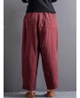 Casual Solid Color Patchwork Elastic Waist Women Harem Pants