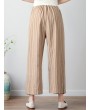 Stripe Wide Leg Drawstring Waist Casual Pants