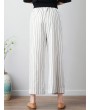 Stripe Wide Leg Drawstring Waist Casual Pants