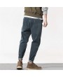 Loose Solid Color Casual Harem Pants Big Pockets Jean for Men