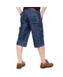 Casual Loose Straight Leg Thin Cotton Short Multi Pockets Jeans for Men