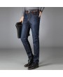 Mens Business Loose Mid Rise Muti Pockets Casual Jeans Pants