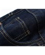 Mens Business Loose Mid Rise Muti Pockets Casual Jeans Pants