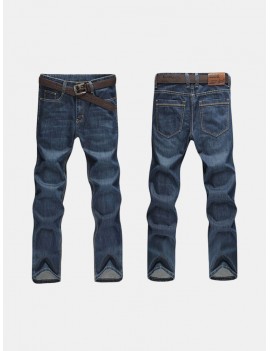 Plus Size Casual Business Loose Straight Legs Jeans High-Rise Pants For Men