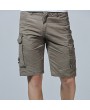 Mesn Outdoor Multi-pocket Cargo Shorts Solid Color Knee Length Casual Cotton Shorts