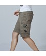 Mesn Outdoor Multi-pocket Cargo Shorts Solid Color Knee Length Casual Cotton Shorts