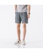 Mens Summer Breathable Solid Color Cotton Shorts Casual Drawstring Board Shorts Running Shorts