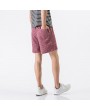 Mens Summer Breathable Solid Color Cotton Shorts Casual Drawstring Board Shorts Running Shorts