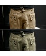 Mesn Outdoor Big Pocket Cargo Shorts Solid Color Casual Knee Length Cotton Shorts