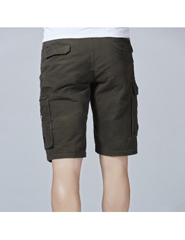 Mens Outdoor Loose Shorts Multi-pocket Solid Color Knee Length Sport Shorts