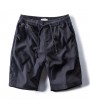 Mens Summer Cotton Linen Elastic Waist Drawstring Solid Color Knee Length Casual Beach Shorts