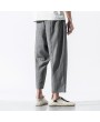 Mens Chinese Style Retro Casual Pants Cotton Linen Loose Beathable Pants