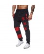 Mens Sport Pants Elastic Waist Drawstring Stars Pattern Casual Sportwear