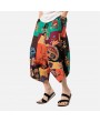 Vintage Mens Cotton Linen Harem Pants Hip Hop Baggy Wide Leg Pants Streetwear Printed Boho Trousers