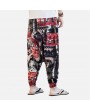 Mens Casual Cotton Linen Loose Pants Chinese Style Smock Waist Solid Wide Legs Trousers