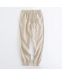 Mens Cotton Thin Breathable Ankle-Length Drawstring Casual Harem Pants