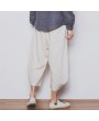 Mens Breathable Cotton Linen Calf Length Harem Pants Baggy Loose Drawstring Casual Shorts