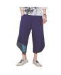 Mens Breathable Cotton Linen Calf Length Harem Pants Baggy Loose Drawstring Casual Shorts