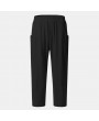 Mens Cotton Linen National Style Breathable Elastic Casual Straight Pants