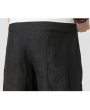 Mens Cotton Linen Breathable Loose Pants Zip Fly Elastic Waist Solid Color Casual Pants