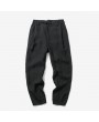 Mens Cotton Linen Breathable Loose Pants Zip Fly Elastic Waist Solid Color Casual Pants