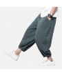 Mens Baggy Pants Streetwear Loose Cotton Linen Harm Pants Chinese Style Trousers