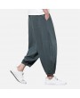 Mens Baggy Pants Streetwear Loose Cotton Linen Harm Pants Chinese Style Trousers