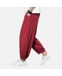 Mens Baggy Pants Streetwear Loose Cotton Linen Harm Pants Chinese Style Trousers