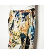 Mens Summer Ethnic Style Printed Baggy Loose Drawstring Breathable 100%Cotton Casual Pants