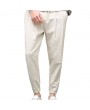 Plus Size Breathable 100% Cotton Drawstring Solid Color Spring Summer Casual Pants for Men