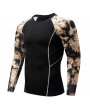 Mens Elastic Sport Training Running Gym Breathable Quick Drying Printing Sleeve Casual Skinny Tops